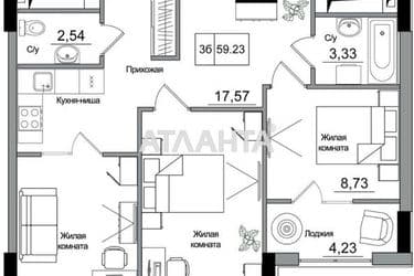 3-rooms apartment apartment by the address st. 7 km ovidiopolskoy dor (area 59,2 m²) - Atlanta.ua - photo 14