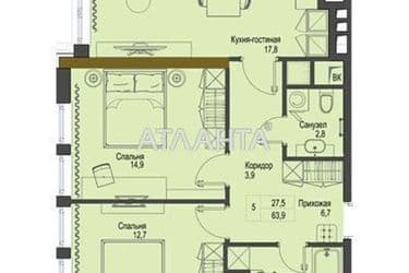 2-rooms apartment apartment by the address st. Frantsuzskiy bul Proletarskiy bul (area 63,9 m²) - Atlanta.ua - photo 4