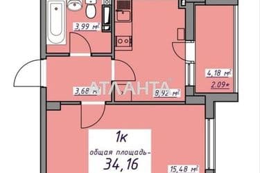 1-комнатная квартира по адресу ул. Массив 10 (площадь 34 м²) - Atlanta.ua - фото 14
