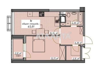 1-комнатная квартира по адресу Курортный пер. (площадь 45,3 м²) - Atlanta.ua - фото 12