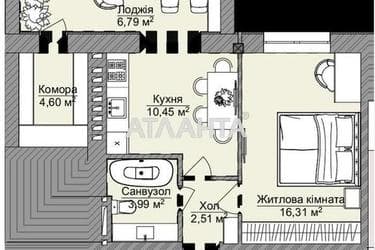 1-room apartment apartment by the address st. Dnepropetr dor Semena Paliya (area 46,2 m²) - Atlanta.ua - photo 7