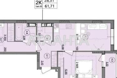 2-комнатная квартира по адресу ул. Бочарова ген. (площадь 61,7 м²) - Atlanta.ua - фото 8