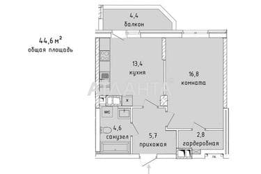 1-кімнатна квартира за адресою Овідіопольська дор. (площа 44,6 м²) - Atlanta.ua - фото 10