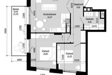2-кімнатна квартира за адресою вул. Орлика Пилипа (площа 64,6 м²) - Atlanta.ua - фото 10