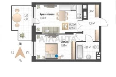 1-комнатная квартира по адресу ул. Орлика Пилипа (площадь 44,4 м²) - Atlanta.ua - фото 21