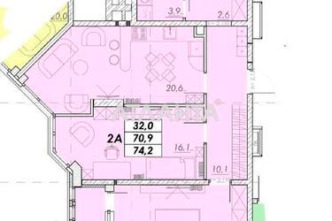 2-комнатная квартира по адресу ул. Прохоровская (площадь 74,2 м²) - Atlanta.ua - фото 14