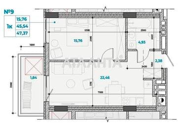 1-комнатная квартира по адресу Студинского К. Ул. (площадь 47,4 м²) - Atlanta.ua - фото 6