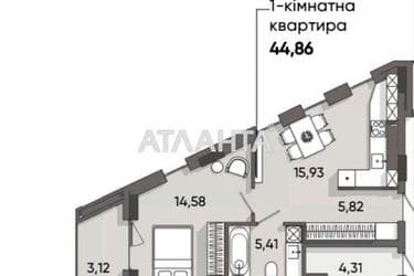 1-комнатная квартира по адресу ул. Леннона Джона (площадь 44,9 м²) - Atlanta.ua - фото 14
