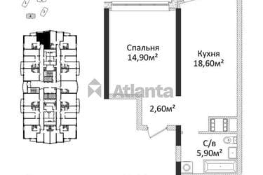 1-комнатная квартира по адресу Гагарина пр. (площадь 42 м²) - Atlanta.ua - фото 10