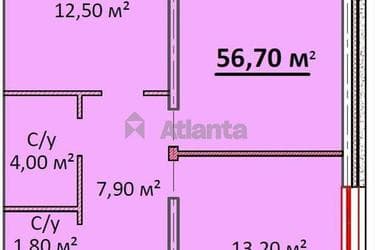 2-кімнатна квартира за адресою вул. Літературна (площа 55,4 м²) - Atlanta.ua - фото 17