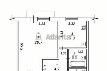 1-комнатная квартира по адресу ул. Левитана (площадь 38,3 м²) - Atlanta.ua - фото 22