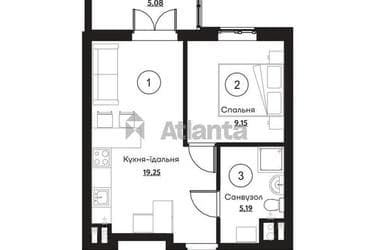 1-комнатная квартира по адресу ул. Слободская (площадь 38,7 м²) - Atlanta.ua - imageAlt 8