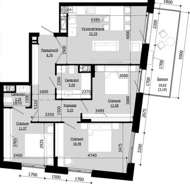 3-кімнатна квартира за адресою вул. Орлика Пилипа (площа 85,2 м²) - Atlanta.ua - фото 13