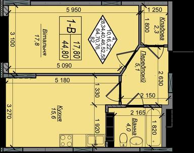 1-комнатная квартира по адресу (площадь 44,8 м²) - Atlanta.ua - фото 11