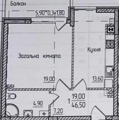 1-кімнатна квартира за адресою (площа 46,5 м²) - Atlanta.ua - фото 12