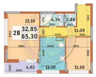 2-комнатная квартира по адресу (площадь 65,3 м²) - Atlanta.ua - фото 12