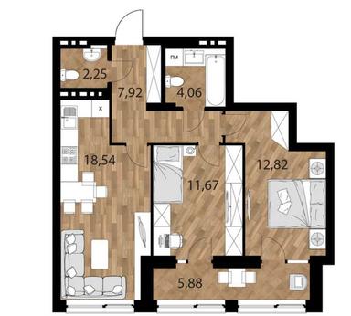 2-кімнатна квартира за адресою вул. Шолом-Алейхема (площа 64,6 м²) - Atlanta.ua - фото 37