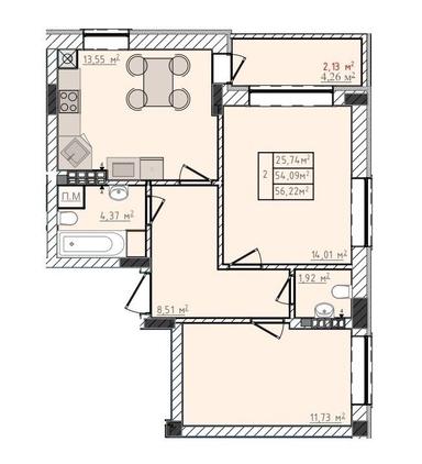 2-rooms apartment apartment by the address st. Vozrozhdenie (area 57 m²) - Atlanta.ua - photo 5