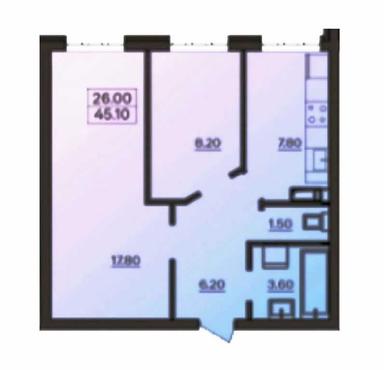 2-комнатная квартира по адресу (площадь 45,1 м²) - Atlanta.ua - фото 18