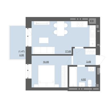 1-комнатная квартира по адресу ул. Грушевського (площадь 38,6 м²) - Atlanta.ua - фото 29