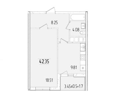 1-комнатная квартира по адресу ул. Краснова (площадь 42,4 м²) - Atlanta.ua - фото 33
