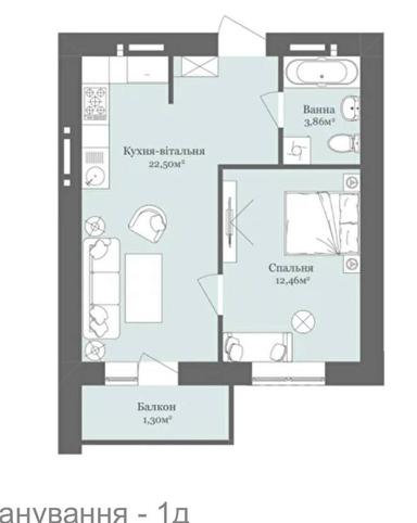 1-комнатная квартира по адресу (площадь 41 м²) - Atlanta.ua - фото 19