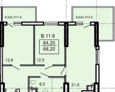 2-комнатная квартира по адресу ул. Спортивная (площадь 68,2 м²) - Atlanta.ua - фото 18