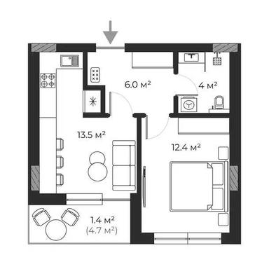 1-room apartment apartment by the address st. Ul Antonova (area 37,2 m²) - Atlanta.ua - photo 12