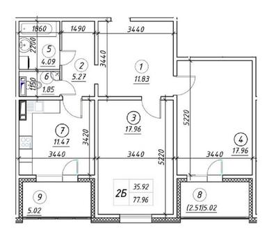 2-кімнатна квартира за адресою (площа 78 м²) - Atlanta.ua - фото 6