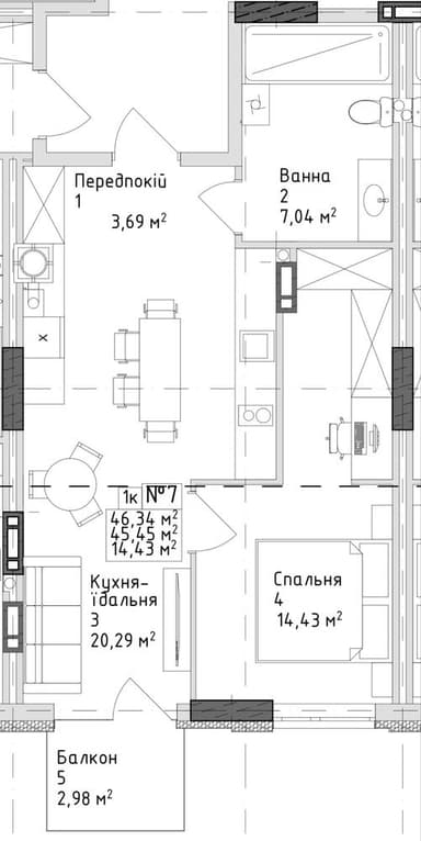 1-комнатная квартира по адресу ул. Магистратская (площадь 46,3 м²) - Atlanta.ua - imageAlt 6