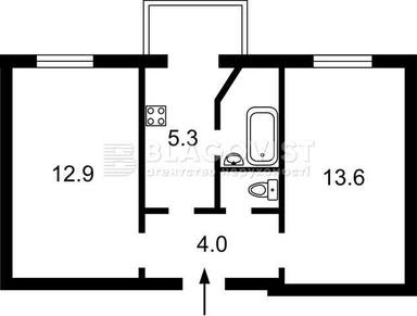 2-комнатная квартира по адресу бульвар Дружбы Народов (площадь 40,5 м²) - Atlanta.ua - фото 7