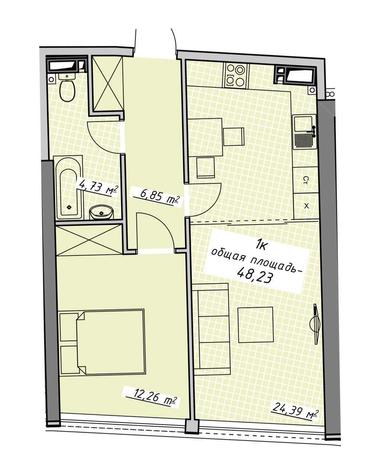 1-room apartment apartment by the address st. Kulikovo pole pl Oktyabrskoy revolyutsii pl (area 48,2 m²) - Atlanta.ua - photo 7