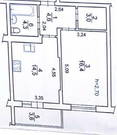 1-комнатная квартира по адресу ул. Ильенка Юрия (площадь 46,7 м²) - Atlanta.ua - фото 6