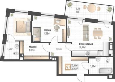 2-кімнатна квартира за адресою (площа 73,7 м²) - Atlanta.ua - фото 21