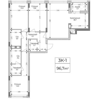 3-rooms apartment apartment by the address (area 96,7 m²) - Atlanta.ua - photo 14