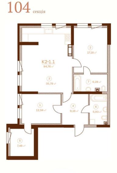 2-кімнатна квартира за адресою вул. Предславинська (площа 94,1 м²) - Atlanta.ua - фото 17