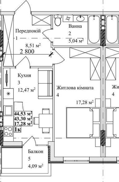 1-комнатная квартира по адресу ул. Сергея Зулинского (площадь 45 м²) - Atlanta.ua - фото 16