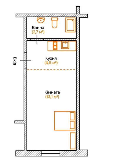 1-кімнатна квартира за адресою (площа 20,4 м²) - Atlanta.ua - фото 22