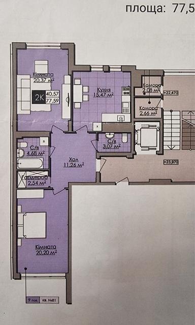 2-кімнатна квартира за адресою вул. Китобійна (площа 78 м²) - Atlanta.ua - фото 8