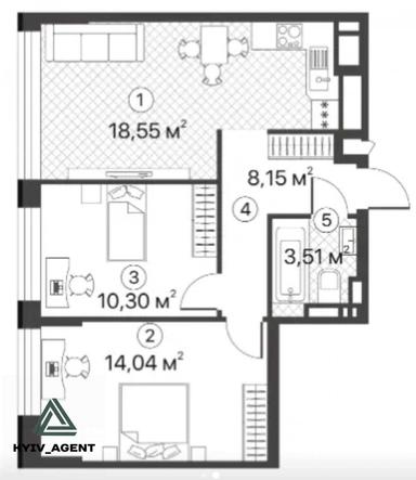 3-кімнатна квартира за адресою (площа 55 м²) - Atlanta.ua - фото 27