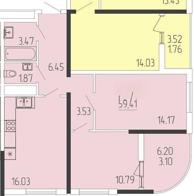 2-rooms apartment apartment by the address st. Geroev pogranichnikov (area 59 m²) - Atlanta.ua - photo 12