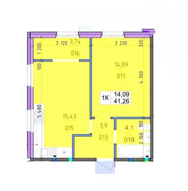 1-комнатная квартира по адресу (площадь 41 м²) - Atlanta.ua - фото 10