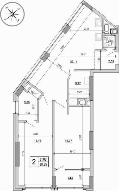 2-кімнатна квартира за адресою вул. Величковського (площа 69 м²) - Atlanta.ua - фото 24