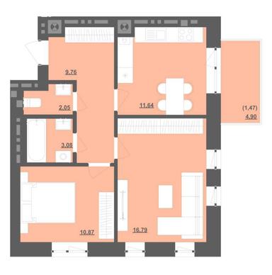 2-rooms apartment apartment by the address st. Grushevskogo (area 55,7 m²) - Atlanta.ua - photo 19