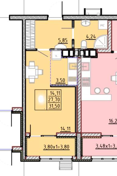 1-комнатная квартира по адресу (площадь 33 м²) - Atlanta.ua - фото 24