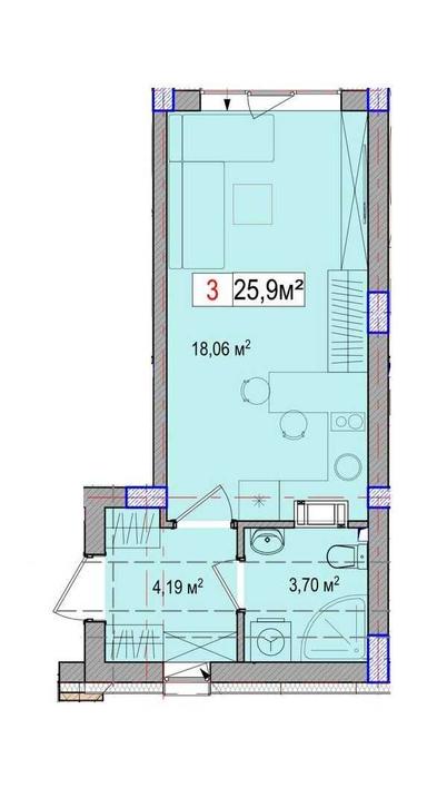 1-комнатная квартира по адресу (площадь 25,9 м²) - Atlanta.ua - фото 19