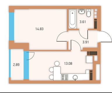 1-комнатная квартира по адресу (площадь 38,8 м²) - Atlanta.ua - фото 14