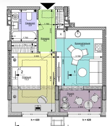 1-комнатная квартира по адресу ул. Салютная (площадь 37,5 м²) - Atlanta.ua - imageAlt 12
