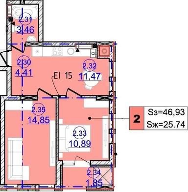 2-rooms apartment apartment by the address (area 46,9 m²) - Atlanta.ua - photo 9