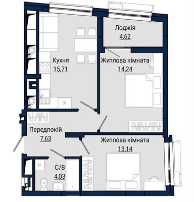 2-кімнатна квартира за адресою вул. Княгині Ольги (площа 57,8 м²) - Atlanta.ua - фото 24